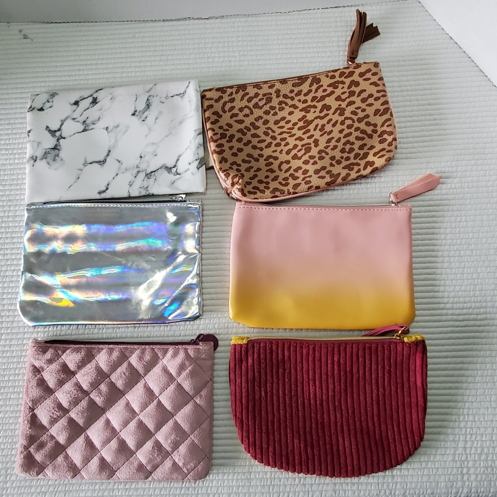 13 Ipsy Glam Bag Cosmetic Pouches Lot Zipped Zipper Empty Travel Lemon Hearts - Picture 8 of 11